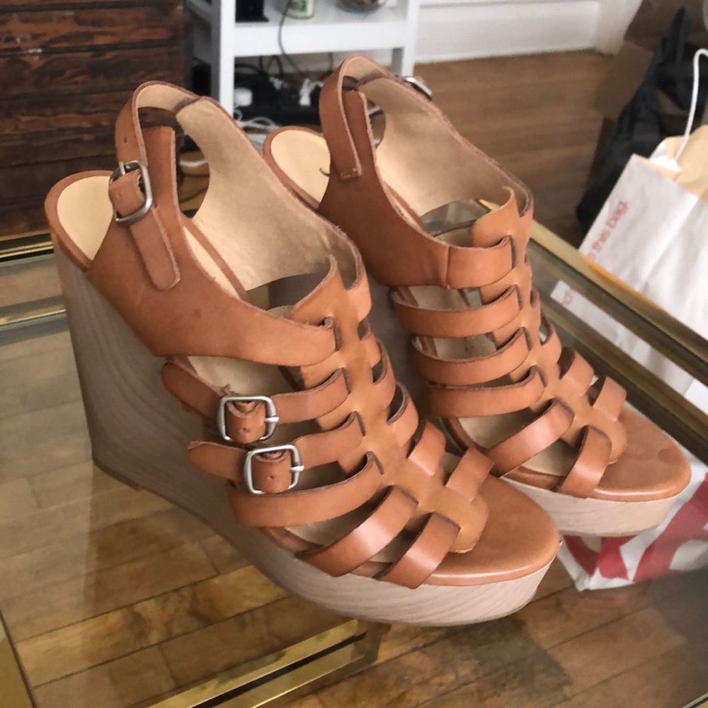 Lucky brand leather sandal wedges